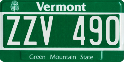 VT license plate ZZV490