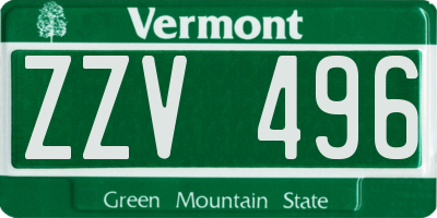 VT license plate ZZV496