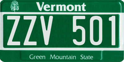 VT license plate ZZV501