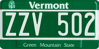 VT license plate ZZV502