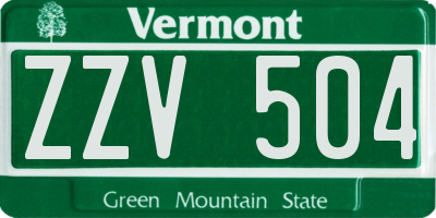 VT license plate ZZV504