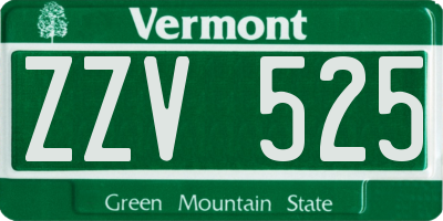 VT license plate ZZV525
