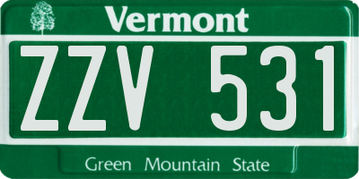 VT license plate ZZV531