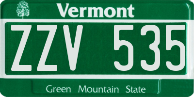 VT license plate ZZV535