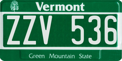 VT license plate ZZV536