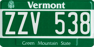 VT license plate ZZV538