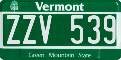 VT license plate ZZV539