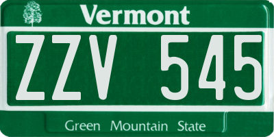 VT license plate ZZV545