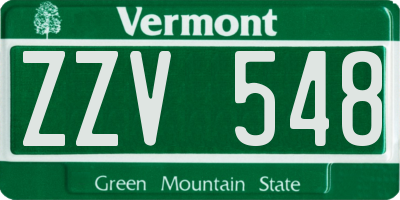 VT license plate ZZV548