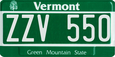 VT license plate ZZV550