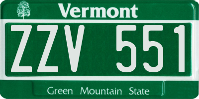 VT license plate ZZV551