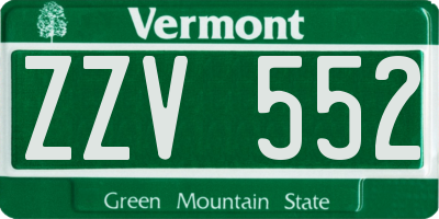 VT license plate ZZV552