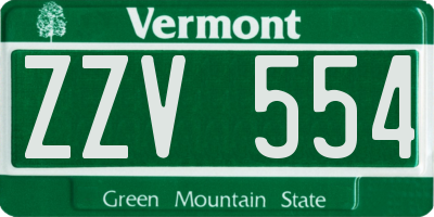 VT license plate ZZV554