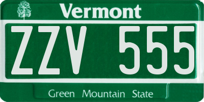 VT license plate ZZV555