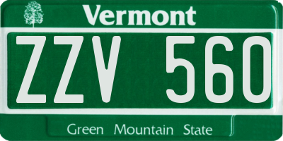 VT license plate ZZV560