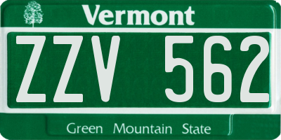 VT license plate ZZV562
