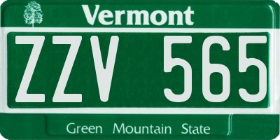 VT license plate ZZV565