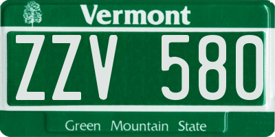 VT license plate ZZV580