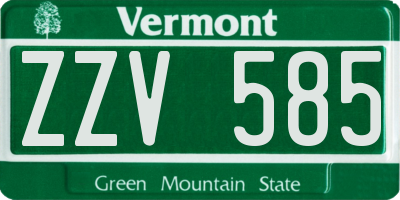 VT license plate ZZV585