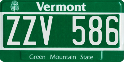VT license plate ZZV586