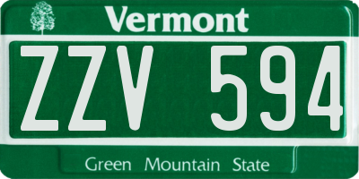 VT license plate ZZV594