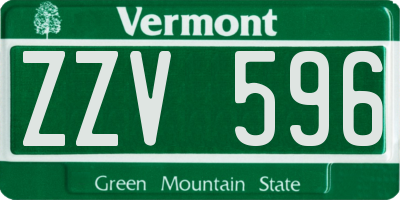 VT license plate ZZV596