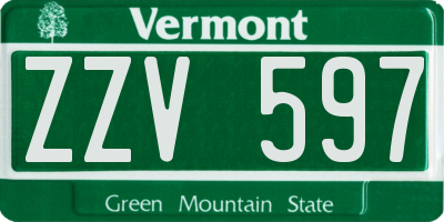VT license plate ZZV597