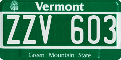 VT license plate ZZV603