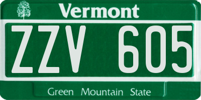 VT license plate ZZV605