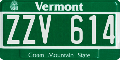 VT license plate ZZV614