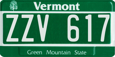 VT license plate ZZV617