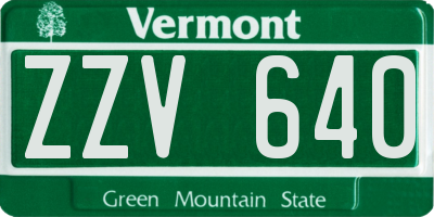 VT license plate ZZV640