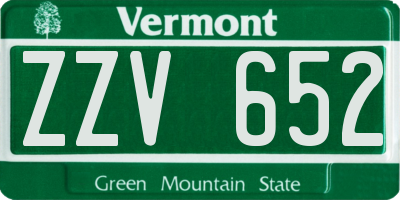 VT license plate ZZV652