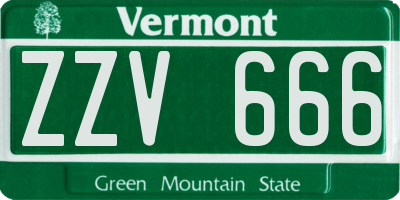 VT license plate ZZV666