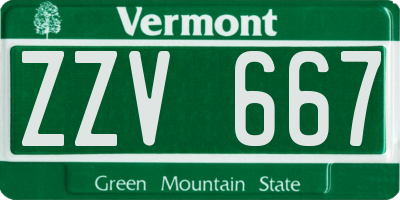 VT license plate ZZV667