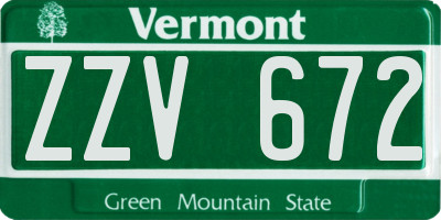 VT license plate ZZV672
