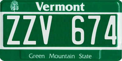 VT license plate ZZV674