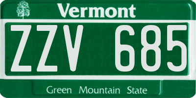 VT license plate ZZV685
