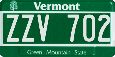 VT license plate ZZV702