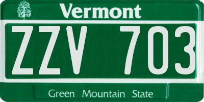 VT license plate ZZV703