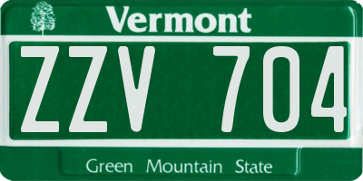 VT license plate ZZV704