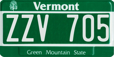 VT license plate ZZV705