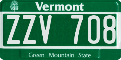 VT license plate ZZV708