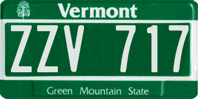 VT license plate ZZV717
