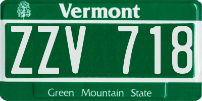 VT license plate ZZV718