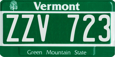 VT license plate ZZV723