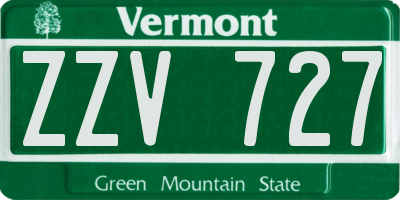 VT license plate ZZV727