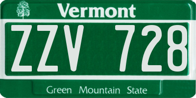 VT license plate ZZV728