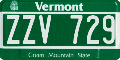 VT license plate ZZV729