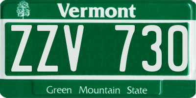 VT license plate ZZV730